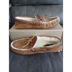 on ward reserve Moccasin Camel LEATHER LINED FLATS SLIPPER Size 8.5 Men's  #1037